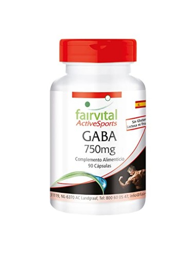 GABA, 750mg, 60 cápsulas, sin gluten,...