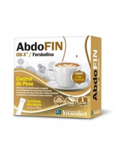 Abdofin , sabor café caramelo, 16 sticks solubles- Ynsadiet.