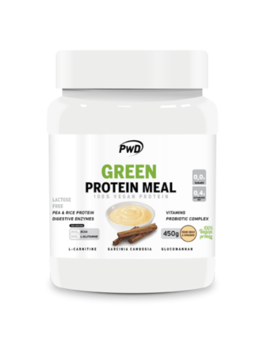 Green Protein Meal, sabor natilla con galleta, 450 gramos - PWD Nutrition.
