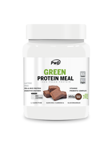 Green Protein Meal, sabor Brownie, 450 gramos - PWD Nutrition.