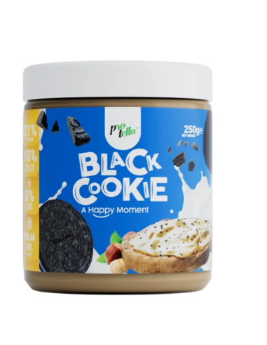 Crema untable, sabor black cookie (crema de avellanas y galleta), 250 gramos - Protella.