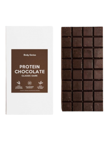 Chocolate proteico negro, 150 gramos - BodyGenius.