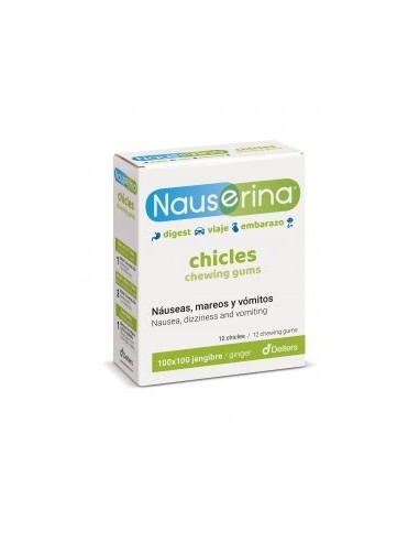 Chicles anti mareos, vómitos y nauseas,12 unidades- Nauserina.