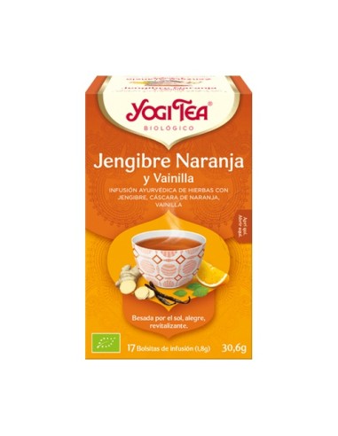 Infusión Jengibre, naranja y vainilla, 17 bolsitas - Yogi Tea.