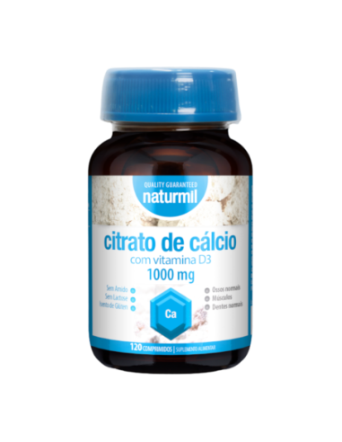 Citrato de calcio con vitamina D3, 120 comprimidos - Naturmil.