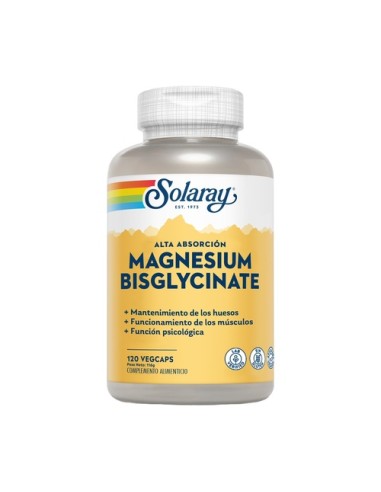 Bisglicinato de magnesio, 120 cápsulas - Solaray.