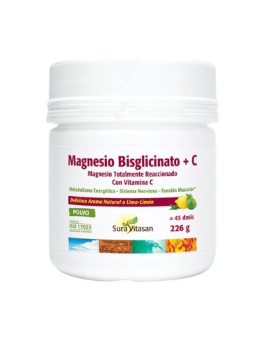 Bisglicinato de magnesio + vitamina C, 226 gramos - Suravitasan.