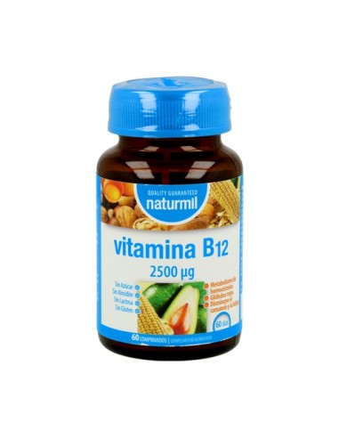 Vitamina B12, 2500ug, 60 comprimidos - Naturmil.