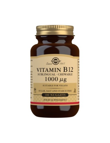 Vitamina B12, 1.000mcg, sublingual, 100 comprimidos - Solgar.