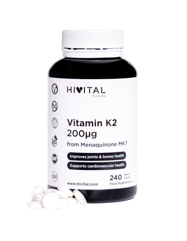 Vitamina K2, 200 Mcg, 240 comprimidos - Hivital.