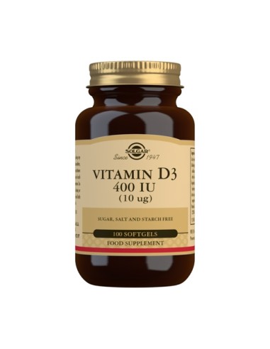 Vitamina D3, 400iu (10 ug), 100 tabletas - Solgar.