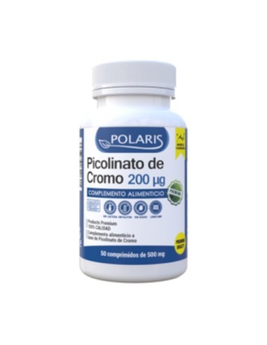 Picolinato de cromo, 200ug, 50 comprimidos - Polaris.