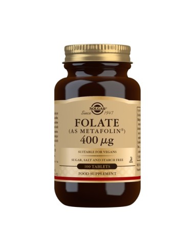 Folato, 400ug, 100 tabletas - Solgar.