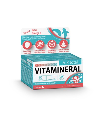 Vitamineral A-Z, extra omega 3, 30 cápsulas - Dietmed.