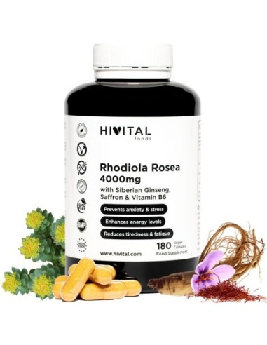 Rhodiola Rosea, 4000mg, 180 cápsulas - Hivital.