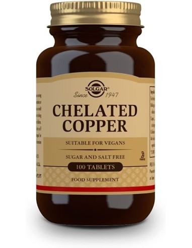 Cobre Quelado, 100 tabletas - Solgar.