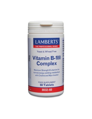 Vitamina B-100 Complex, 60 tabletas - Lamberts.
