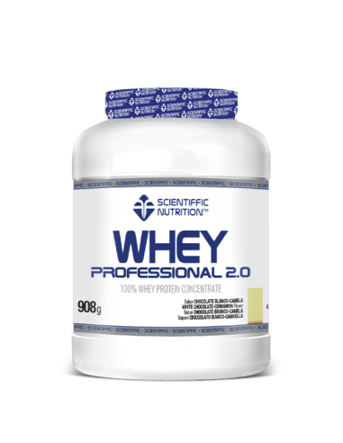 Proteína Whey, sabor Chocolate Blanco-Canela, 908 gramos - Scientific Nutrition.