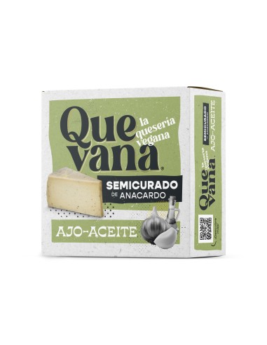 Queso vegano semicurado, de anacardos con ajo y oliva, 160 gramos - Quevana.