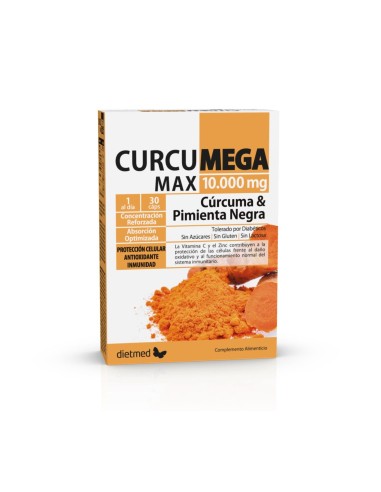 Curcumega Max complex, 10000mg, 30 cápsulas - Dietmed.