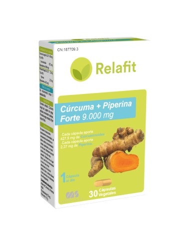 Cúrcuma + pimienta negra, 30 cápsulas - Relafit.