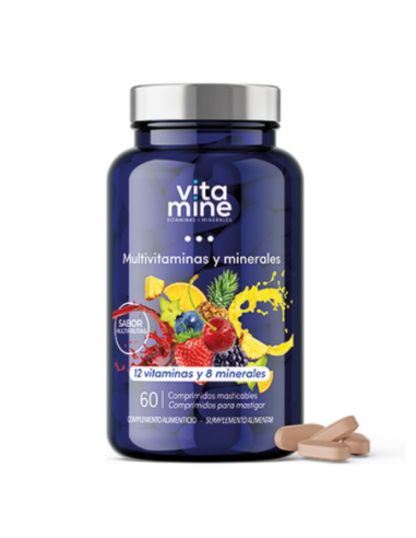 Multivinaminas y Minerales, 60 comprimidos masticables sabor Multifrutas- Herbora.