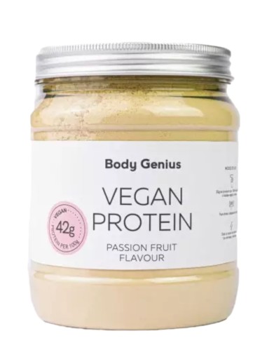 Proteína vegana, sabor Maracuyá, 340 gramos - BodyGenius.