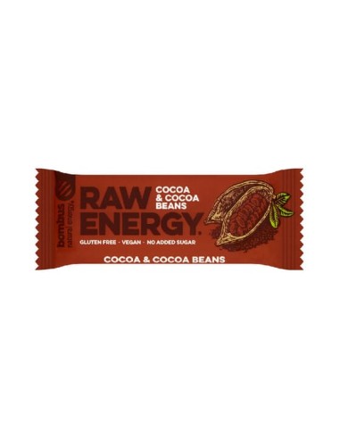 Barritas Raw energy sabor cocoa&cocoa nibs, 50g-Bombus raw energy.