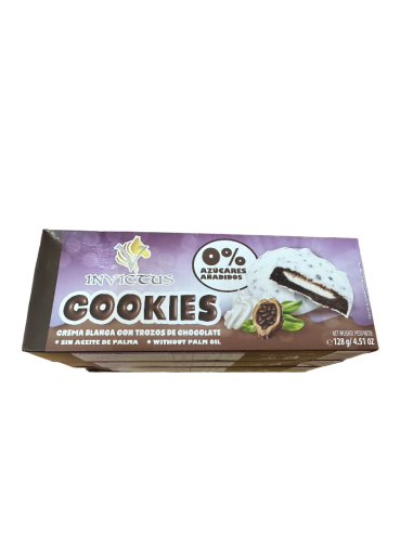 Cookies, sabor choco filipino blanco, 128 gramos - Invictus.