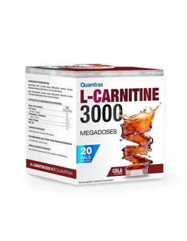 L-Carnitina 3000, sabor cola, 20 viales - Quamtrax.