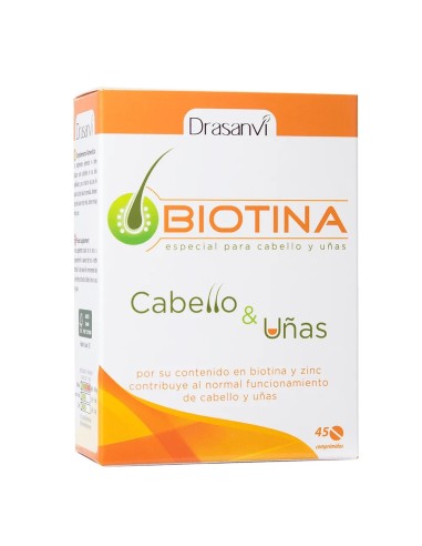 Biotina, especial cabello y uñas, 45 comprimidos - Drasanvi.