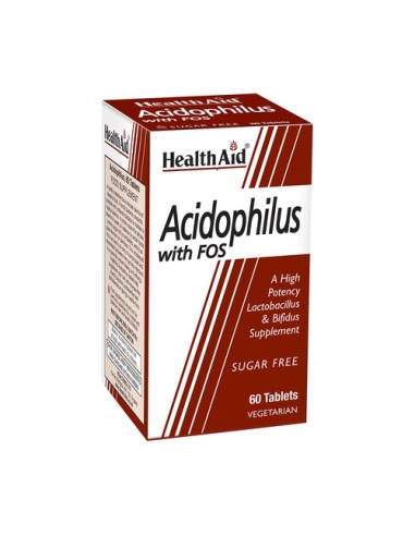 Acidophilus with FOS, 60 tabletas - Health Aid.