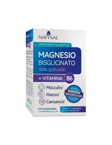 Bisglicinato de magnesio quelado, 120 comprimidos - Natysal.