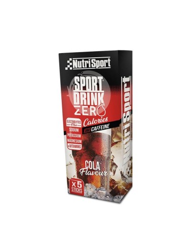 Sport Drink Zero, bebida isotónica con Cafeína, 5 sticks sabor cola- NutriSport.