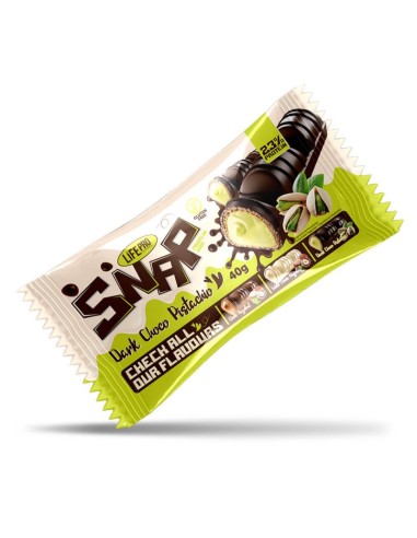 Snap Barquillo, sabor chocolate negro y pistachos, 40 gramos - LIFEPRO.