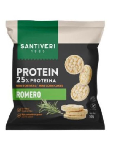 Mini Tortitas proteicas, sabor Romero, 50 gramos - Santiveri