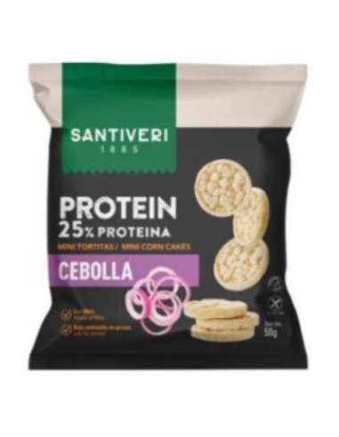 Mini Tortitas proteicas, sabor Cebolla, 50 gramos - Santiveri