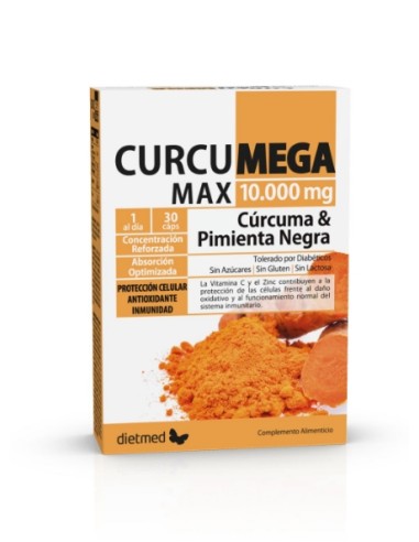 Curcumega Max complex, 10000mg, 30 cápsulas - Dietmed.