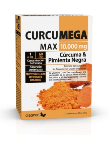 Curcumega Max complex, 10000mg, 60 cápsulas - Dietmed.