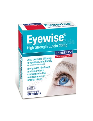 Eyewise Luteína 20mg, 60 tabletas- Lamberts.
