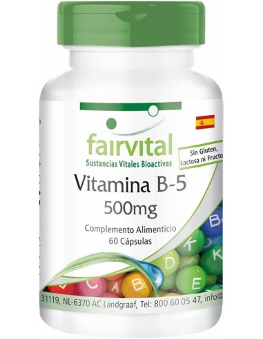 Vitamina B5 500mg, 60 cápsulas- Fairvital.