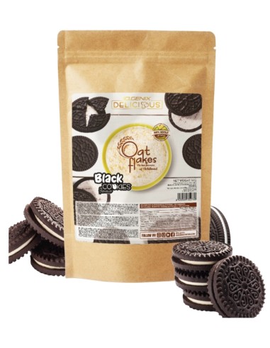 Copos de avena, sabor Black Cookies, 1Kg - Iogenix.