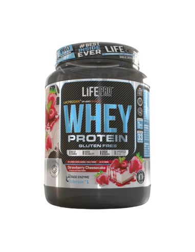 Proteína Whey, sabor Tarta de queso y fresa, 1Kg - LIFEPRO.