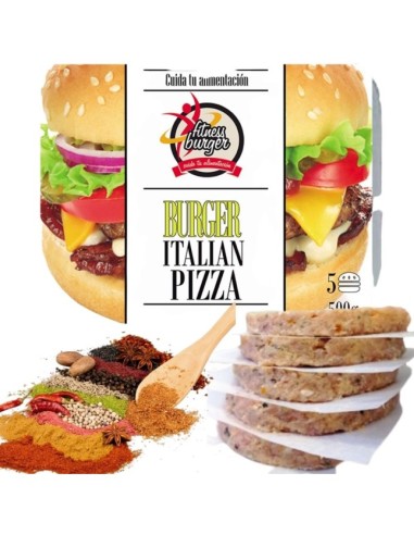 Hamburguesa de pollo, sabor Italian Pizza, 5 unidades - Fitness Burguer.