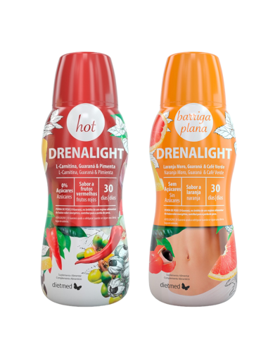 PACK AHORRO: 1 unidad Drenalight Hot, 600ml y 1 unidad Drenalight barriga plana, 600ml - Dietmed.