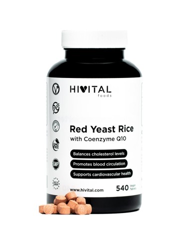 Levadura de arroz Rojo con Q10, 540 tabletas - Hivital.