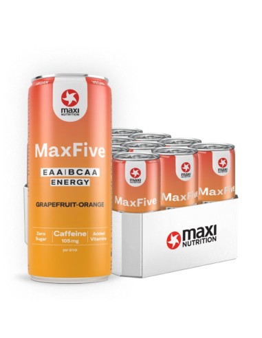 MaxFive sabor Pomelo - Naranja con  cafeína, 330ml - Maxi Nutrition.