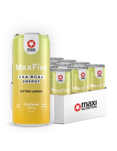 MaxFive sabor Limón  Amargo con cafeína, 330ml - Maxi Nutrition.