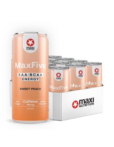 MaxFive sabor Melocotón con cafeína, 330ml - Maxi Nutrition.