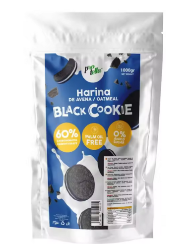 Harina de avena, sabor Black Cookie, 500 gramos - Protella.